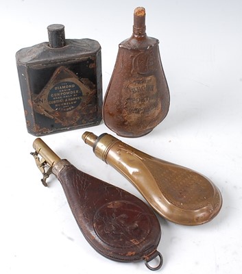 Lot 2476 - A Victorian shot flask, the leather pear...
