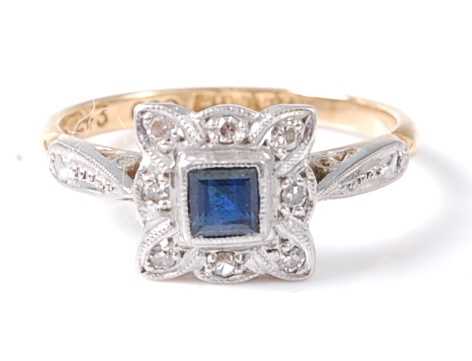 Lot 2741 - An 18ct yellow and white, sapphire and diamond...