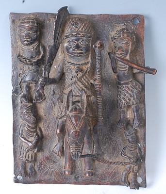 Lot 138 - * A cast copper alloy panel, decorated in...