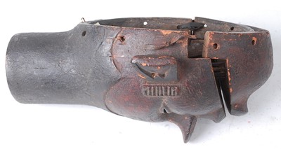 Lot 109 - * A carved initiation mask, having a hinged...