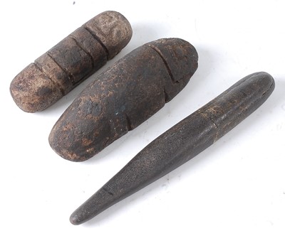 Lot 124 - * Two hunter burial stones, each carved with a...