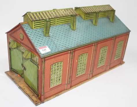 Lot 141 - Hornby engine shed no. 2 1928-33 yellow cream...