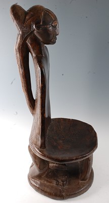 Lot 130 - * A large carved hardwood figural chief's?...