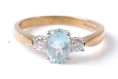 Lot 2782 - An 18ct yellow and white gold aquamarine and...
