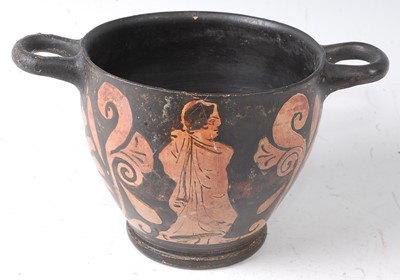 Lot 401 - * A pottery skyphos, having typical twin...
