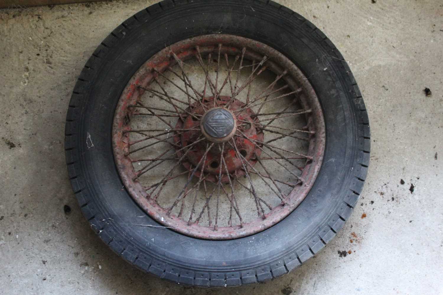 Lot 3455 - A pair of pre-war Riley spoked wheels