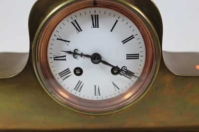 Lot 31 - A late 19th century brass cased mantel clock,...