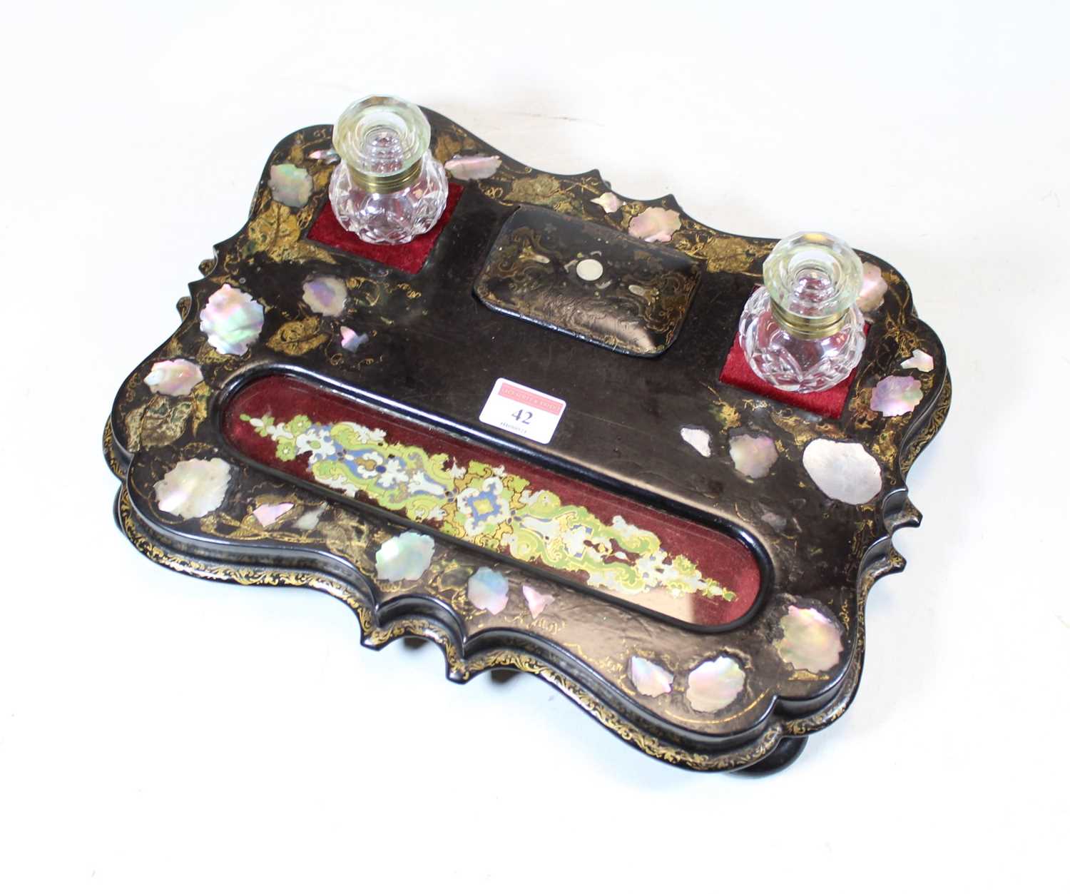Lot 42 - A Victorian ebonised and mother of pearl...