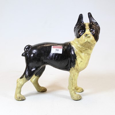 Lot 50 - A painted cast iron model of a pug dog, shown...