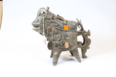 Lot 59 - A reproduction Chinese bronzed zoomorphic...
