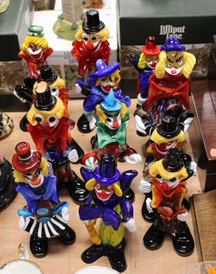 Lot 107 - A collection of twelve Murano glass figures of...