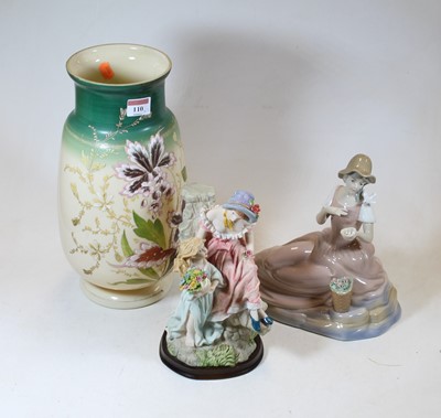 Lot 110 - A Victorian painted glass vase, with floral...