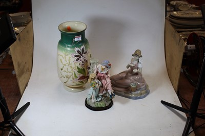 Lot 110 - A Victorian painted glass vase, with floral...