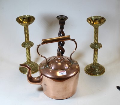 Lot 117 - A Victorian copper range kettle; together with...
