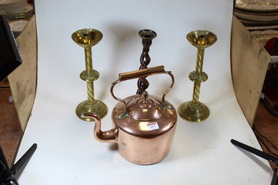 Lot 117 - A Victorian copper range kettle; together with...