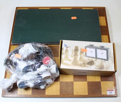 Lot 120 - A modern chess set and board, with chess time...