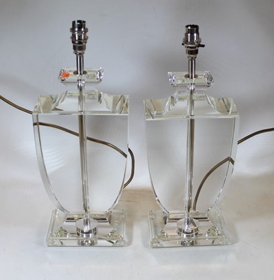 Lot 122 - A pair of contemporary glass table lamps, of...