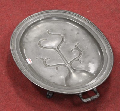 Lot 151 - A 19th century pewter warming meat dish,...