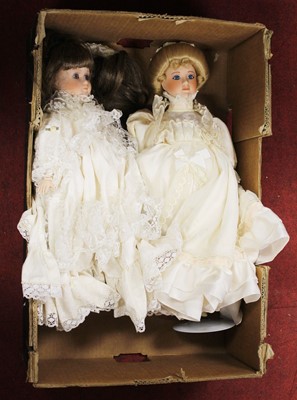 Lot 187 - Two 20th century bisque headed dolls