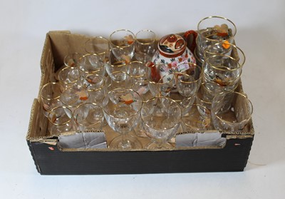 Lot 242 - A collection of glassware, each enamel...