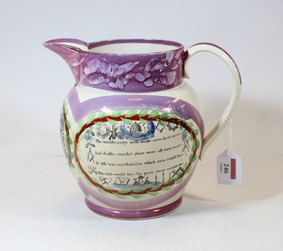 Lot 246 - A Victorian Sunderland lustre jug,...