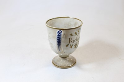 Lot 247 - A George III pearlware loving cup for Richard...