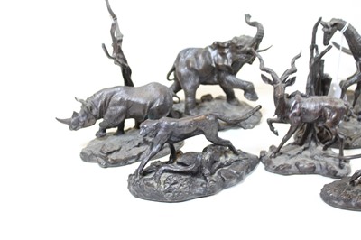 Lot 209 - A collection of six Franklin Mint bronze...