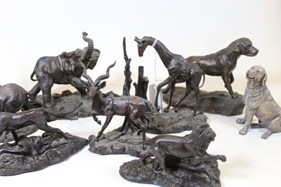 Lot 209 - A collection of six Franklin Mint bronze...