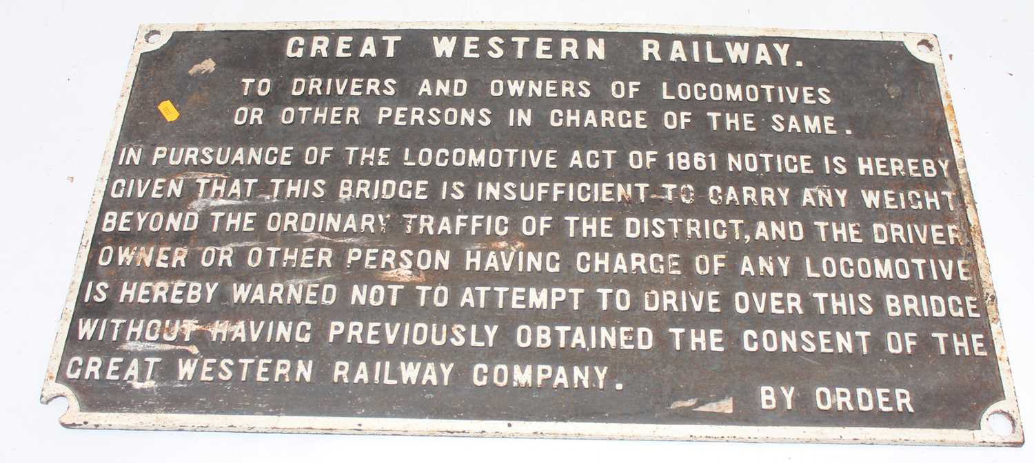 Lot 26 - Large Cast Iron Great Western Railway Trespass...