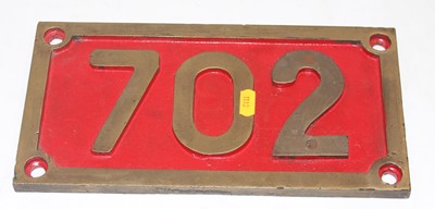 Lot 30 - Railway Interest rectangular brass No.702 Sign,...
