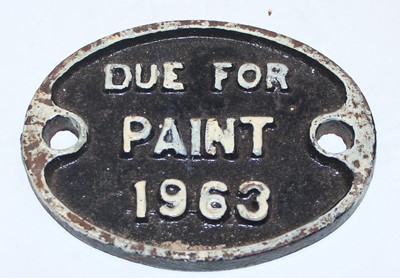 Lot 32 - Cast Iron Due for Paint 1963 Sign, small,...