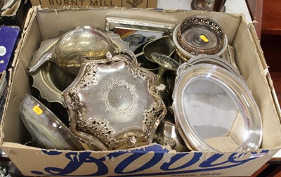Lot 290 - A box of miscellaneous silver plated wares, to...