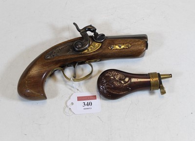 Lot 340 - A reproduction percussion cap pistol, the lock...