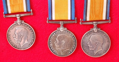 Lot 2113 - A collection of three WW I British War medals,...