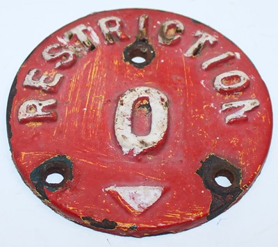 Lot 40 - Ransomes Cast Iron Crane Restriction Signs, 2...