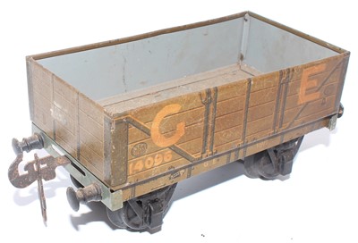 Lot 113 - Gauge 1 Bassett Lowke 5 plank open wagon "GE"...