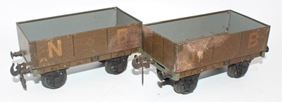 Lot 115 - Gauge 1 Bassett Lowke 2 x 5 plank open wagons "...