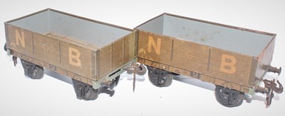 Lot 115 - Gauge 1 Bassett Lowke 2 x 5 plank open wagons "...