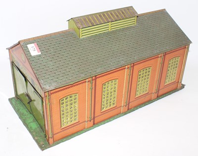 Lot 175 - Mid 1930's Hornby no. 2 engine shed, green...