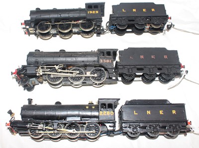 Lot 486 - Three kit built LNER black locos and tenders:-...