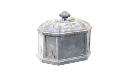 Lot 215 - A Victorian cast iron tobacco box and cover,...