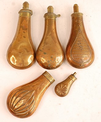 Lot 2481 - A 19th century brass powder flask, of plain...