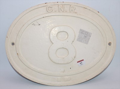 Lot 63 - Original cast iron GNR 8 Bridge Plate, later...