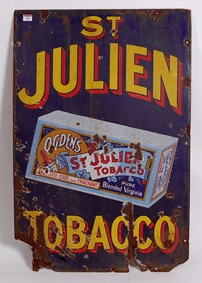 Lot 66 - Original enamel St Julien Tobacco Sign, yellow...
