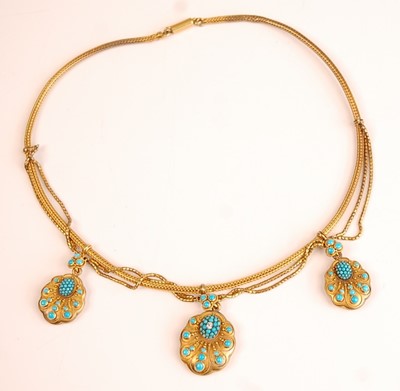 Lot 3096 - A late Victorian yellow metal meshlink necklet,...