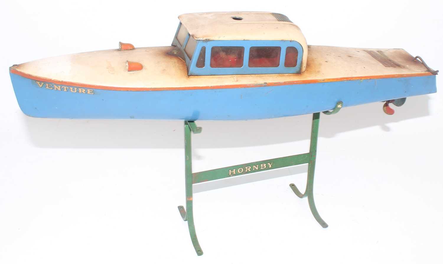 Lot 1134 - Hornby speedboat no. 4 venture 16½" x 3½" blue...