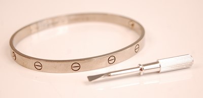 Lot 3084 - A Cartier 18ct white gold 'Love' bangle,...