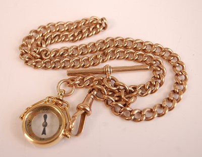 Lot 3153 - A 9ct gold curblink watch chain, with T bar...