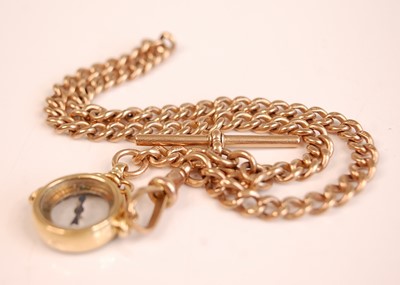 Lot 3153 - A 9ct gold curblink watch chain, with T bar...