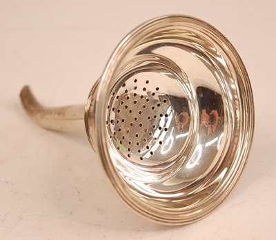 Lot 3063 - A modern silver wine funnel, the bowl having a...